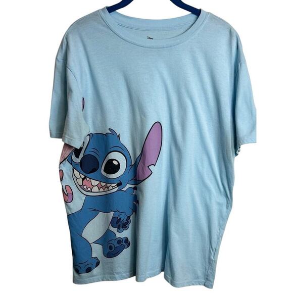 Disney Stitch Graphic Tee Kid's XL Light Blue Cotton/Polyester Blend - Picture 1 of 9